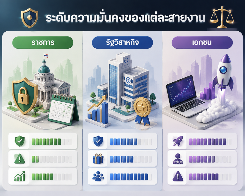 ความมั่นคงของงาน ราชการ รัฐวิสาหกิจ vs เอกชน ต่างกันยังไง