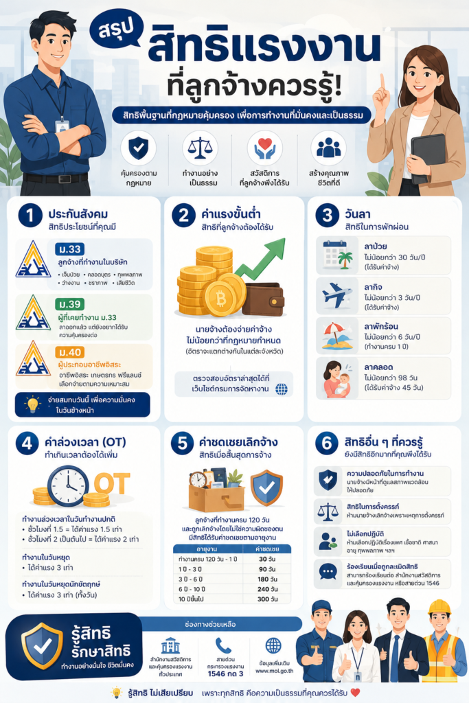 สรุปสิทธิพนักงานเเละสวัสดิการลูกจ้างตามกฎหมายเเรงงาน